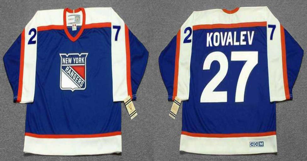 2019 Men New York Rangers 27 Kovalev blue style #2 CCM NHL jerseys->new york rangers->NHL Jersey